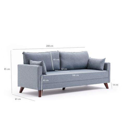 Atelier Del Sofa Bella Soft Trosed sa Ležajem - Plava slika 8