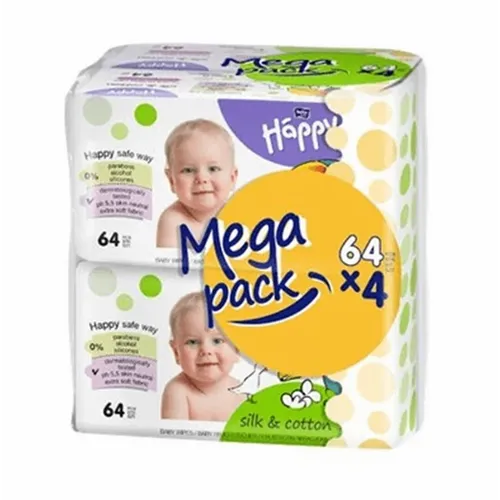 Bella Baby Happy vlažne maramice Silk&Cotton Mega pack 4x64kom slika 1