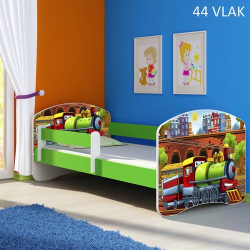 Dječji krevet ACMA s motivom, bočna zelena 180x80 cm 44-vlak slika 1
