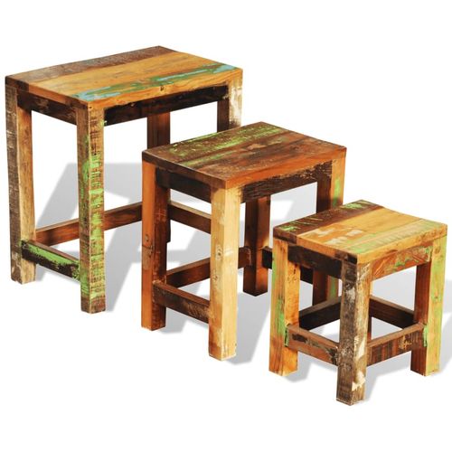 3-dijelni set uklapajućih stolića starinski obnovljeno drvo slika 44