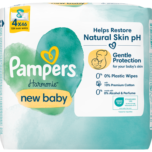 Pampers vlažne maramice Harmonie New Baby 4x46kom slika 1