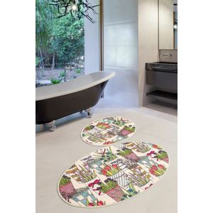 Flowerpot Djt Multicolor Bathmat Set (2 Pieces)