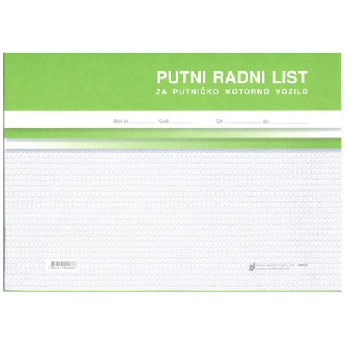 VI-10 PUTNI RADNI LIST ZA PUTNIČKO MOTORNO VOZILO; Blok 2 x 50 listova, 29,7 x 21 cm slika 1