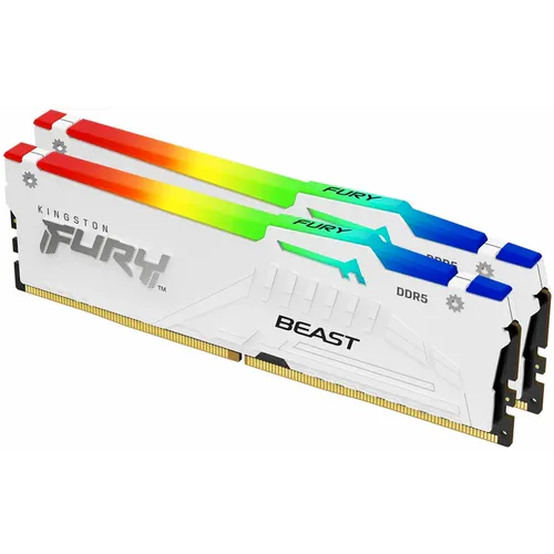 Memorija Kingston FURY Beast White RGB XMP 32GB (2x16GB) 5600MT/s DDR5 CL40 DIMM, KF556C40BWAK2-32 slika 1