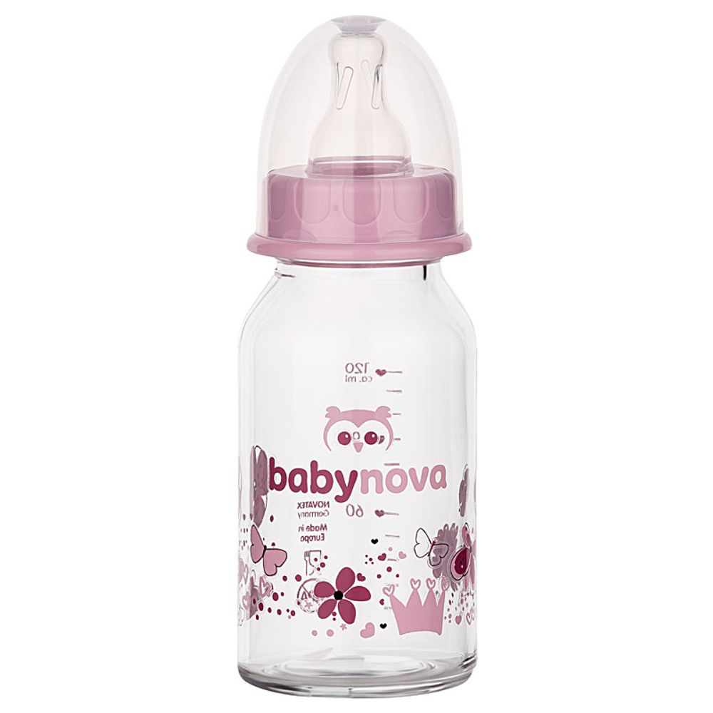 BABY NOVA Staklena flašica za bebu 0m+ 125ml, Pink slika 2