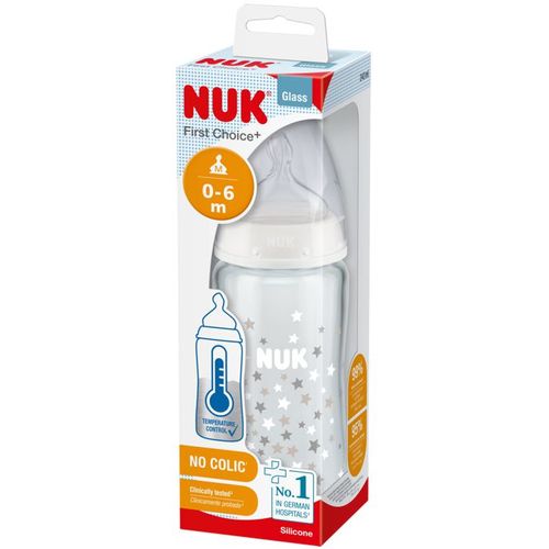 NUK Staklena flašica First Choice+ sa indikatorom temperature 240ml 0-6mj, Bijela slika 2