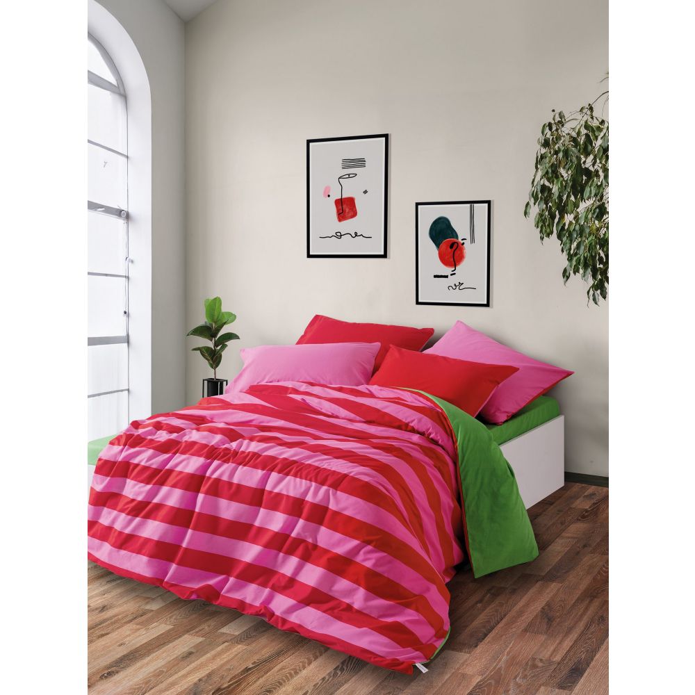 Ranforce double quilt cover set Cherie, colours: green, pink, fuchsia slika 2