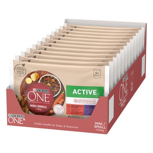 Purina ONE® Active, 12x(4x100g) s govedinom, krumpirom i mrkvom u umaku s patkom, tjesteninom i mahunama u umaku slika 2