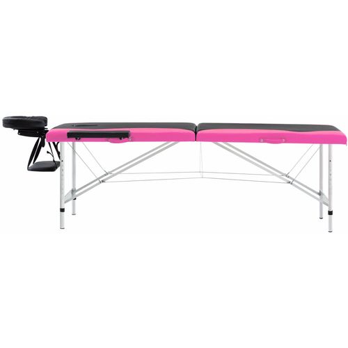 Sklopivi masažni stol s 2 zone aluminijski crno-ružičasti slika 18