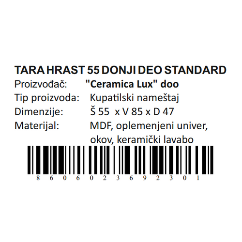 Ceramica lux   Tara Hrast donji deo 55 standard 300286 slika 7