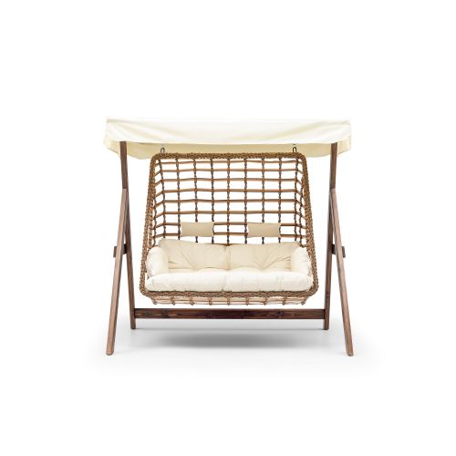 Girne - Cream Cream Garden Double Swing Chair slika 3