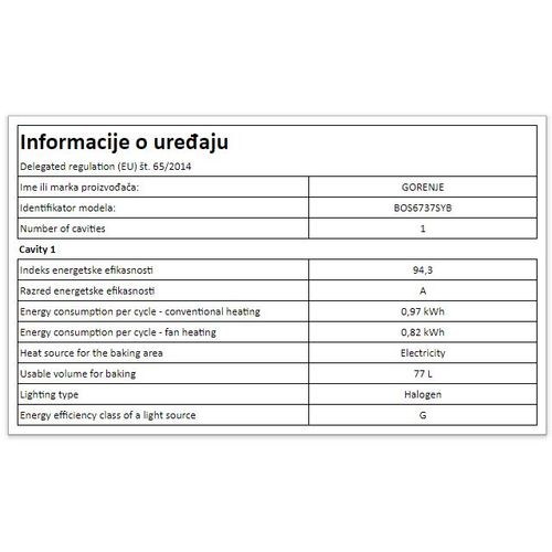 Gorenje BOS6737SYB Ugradna rerna  slika 2