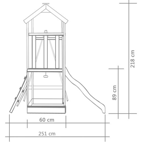Kućica za igru ljestve, tobogan i ljuljačka 251x242x218 cm drvo slika 8