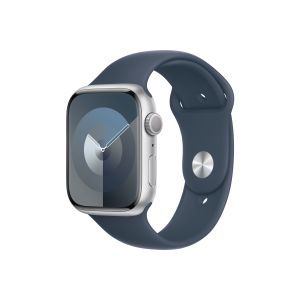 Apple Watch S9 GPS 45mm Silver with Storm Blue Sport Band - S/M