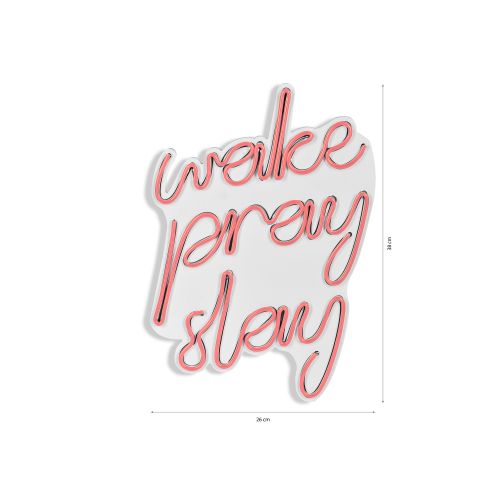 Wallity Ukrasna plastična LED rasvjeta, Wake Pray Slay - Pink slika 8