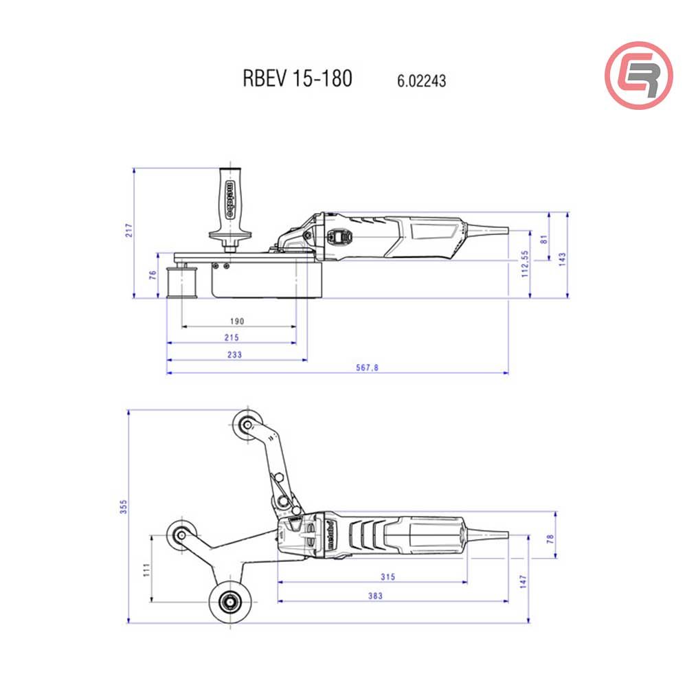 Metabo Brusilica RBE 15-180 Set Tračna Za Inox Cijevi 1.550 W + metaBOX 185 XL - 602243500 slika 2