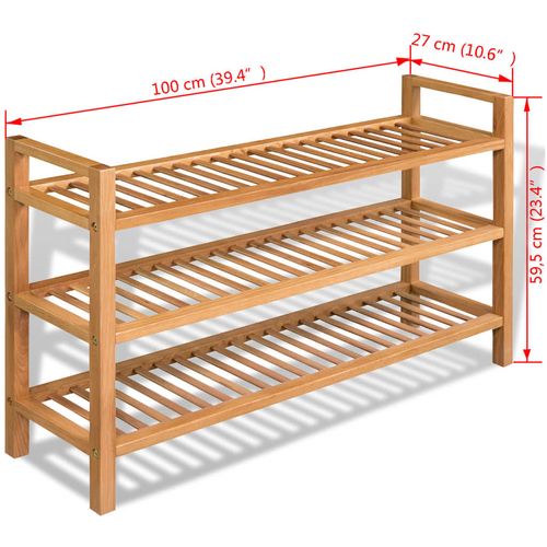 Stalak za obuću s 3 police 100x27x60 cm od masivne hrastovine slika 23