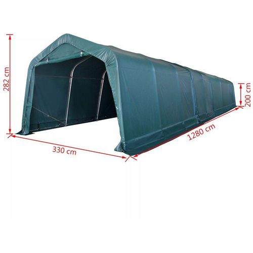 Uklonjivi šator za stoku PVC 550 g/m² 3,3 x 12,8 m tamnozeleni slika 3
