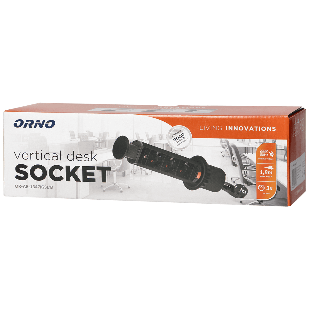 Orno Produžni kabel sa 3 x Schuko utičnice, ugradbena - OR-AE-1347(GS)/B slika 2