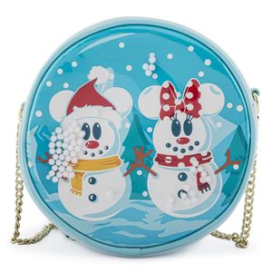 Disney Snowman Mickey Minnie Snow Globe Crossbody Bag