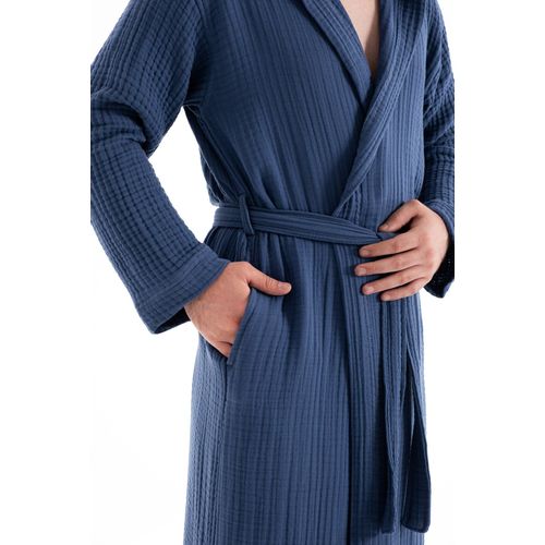 Muslin - Navy Blue Navy Blue Unisex Bathrobe slika 6