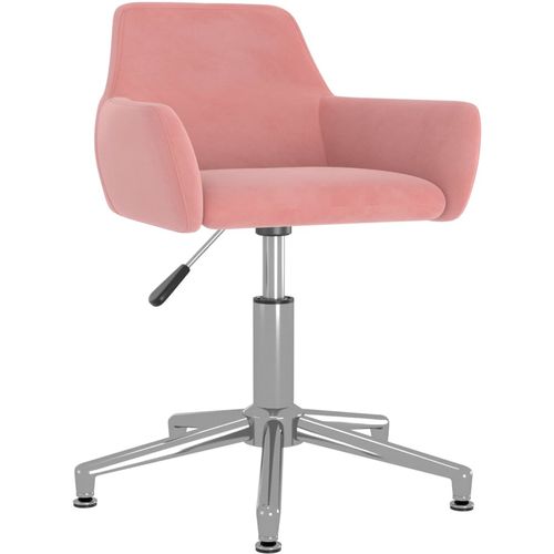 Okretna uredska stolica ružičasta baršunasta slika 17