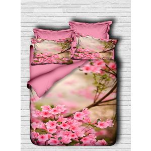 Set Posteljine sa 3D Printom - 146 Pink Green Brown, Jednostruki