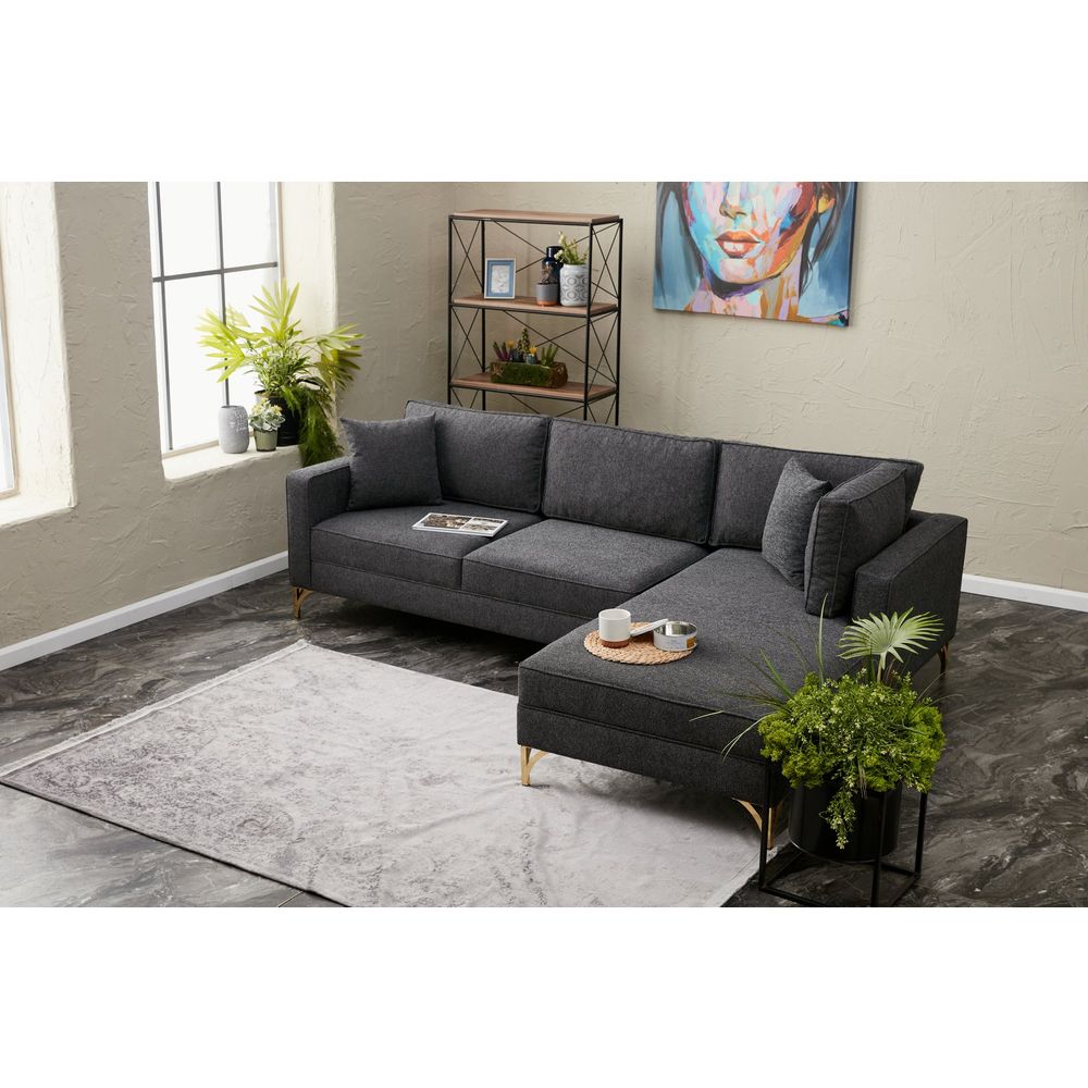 Berlin Desni Kutni Sofa - Antracit, Zlatni Antracit slika 2