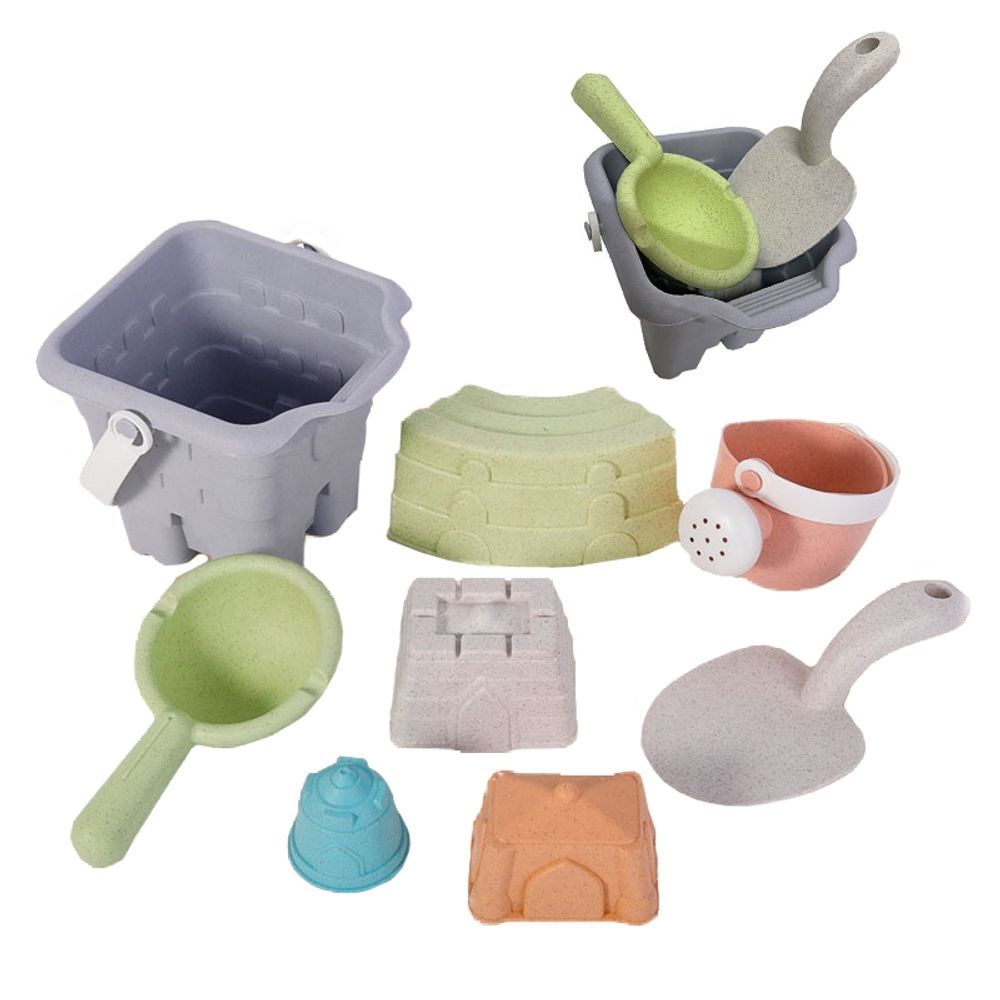 Woopie green set toranj s kantom za pijesak 8 kom. biorazgradiv organski materijal slika 7