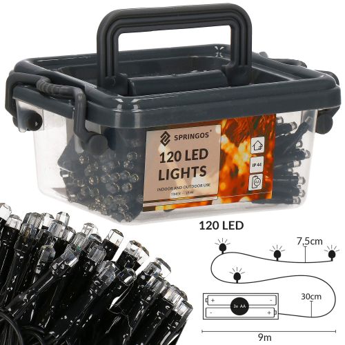 Springos set lampica, 120 LED, 9 m, hladno bijela slika 9