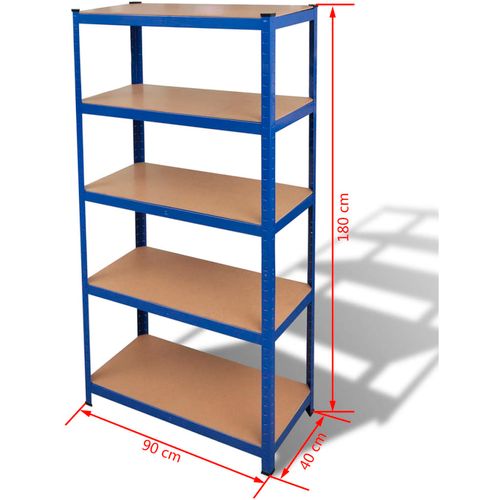 polica na 5 razina od plavog čelika i konstruiranog drva slika 40