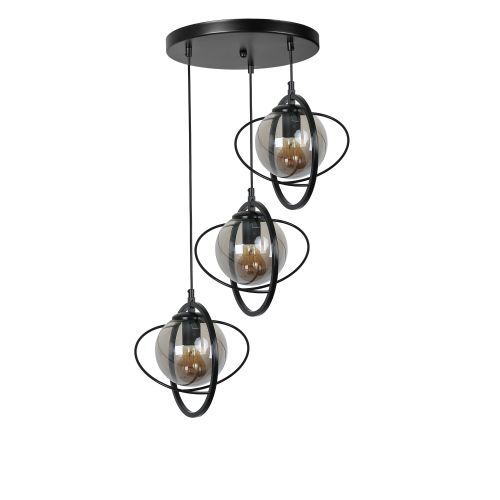 Nepal 3 Lü Tepsili Siyah Füme Camlı Sarkıt Black
Fume Chandelier slika 2