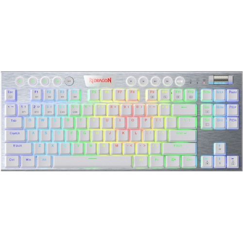 Redragon Horus TKL K621W RGB Bežična/Žičana/BT Bijela Mehanička Tipkovnica, Crveni Prekidači slika 2