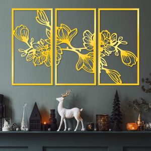 Wallity Metalna zidna dekoracija Golden Triple Flowers 2