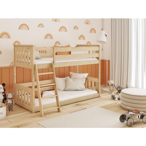 Drveni dječji krevet na kat Kevin - svijetlo drvo - 180*80 cm slika 1