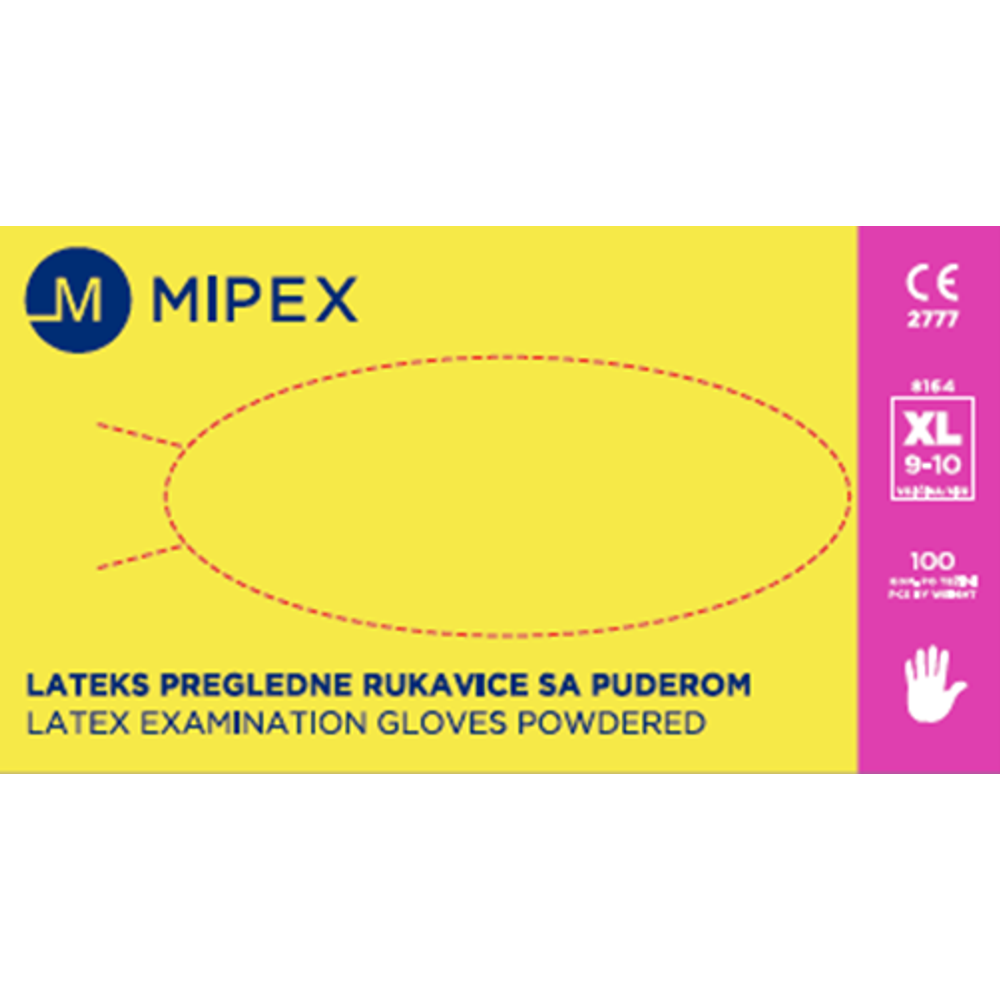 Mipex lateks rukavice sa puderom X-Large 100kom slika 1