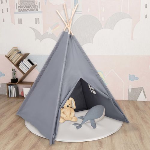 Dječji šator tipi od breskvine kore sivi 120 x 120 x 150 cm slika 9