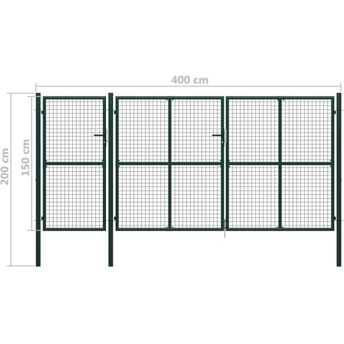 Vrtna vrata čelična 400 x 150 cm zelena slika 9