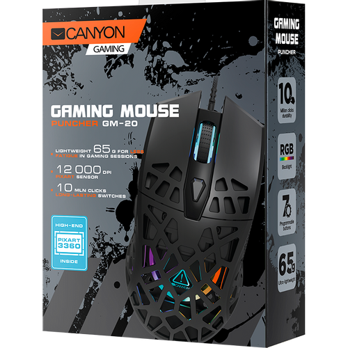 CANYON Puncher GM-20, High-end Gaming Mouse, Black slika 4