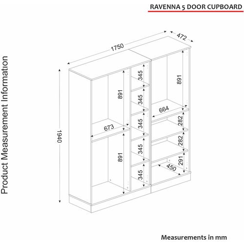 Ravenna 5 Kapılı - White White
Gold Wardrobe slika 7