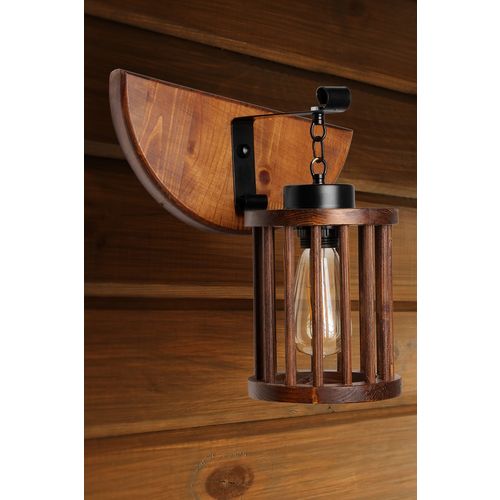 Derin ceviz ahşap kafesli aplik Brown Wall Lamp slika 1