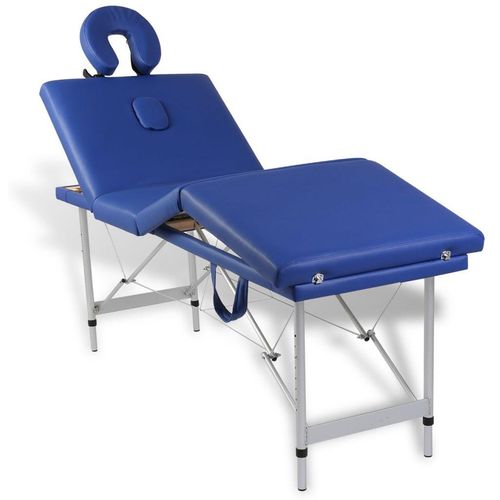 Plavi sklopivi masažni 4 - dijelni stol s aluminijskim okvirom slika 4