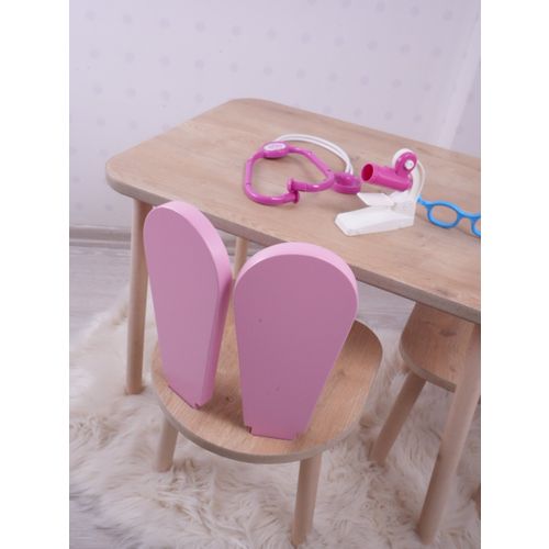 Woody Fashion Dječji stolni set BUNNY TWO , ružičasta boja, smeđa boja slika 2