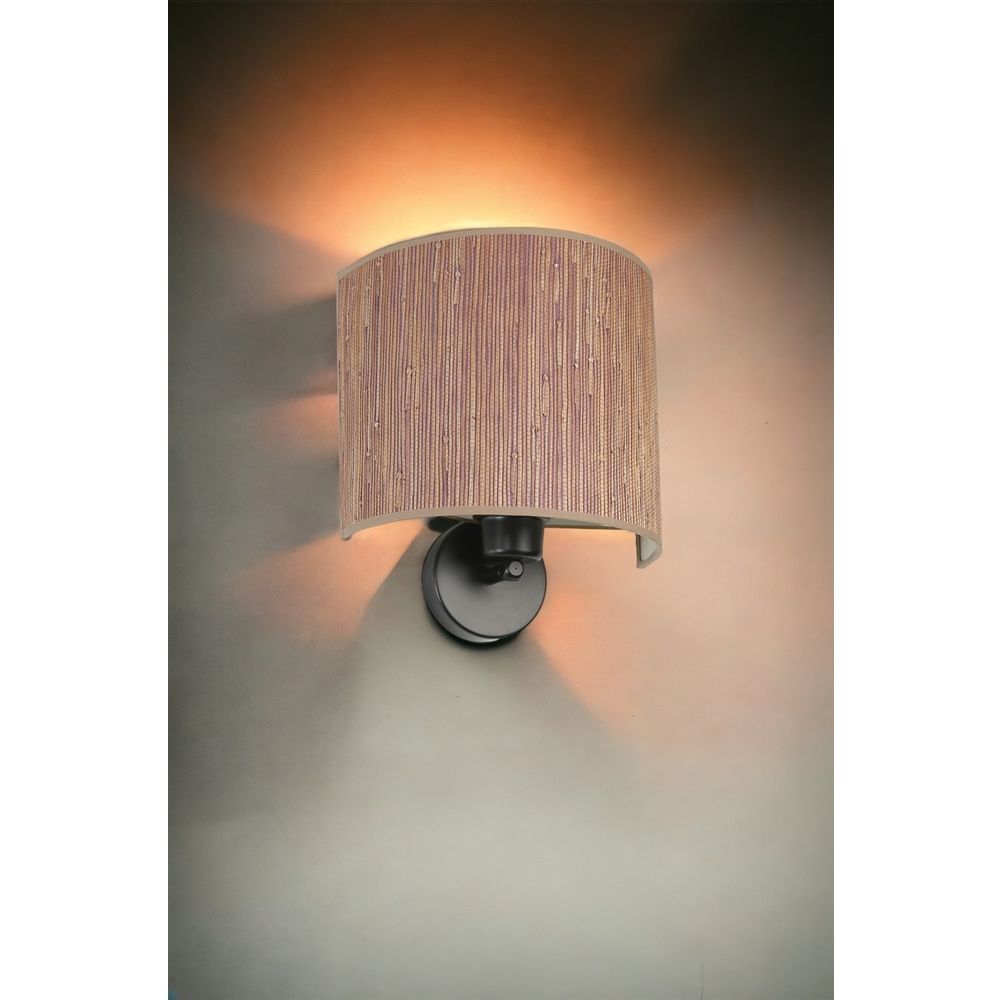 Bambu 04 Abajurlu Oval Aplik Drvena Zidna Lampa slika 2