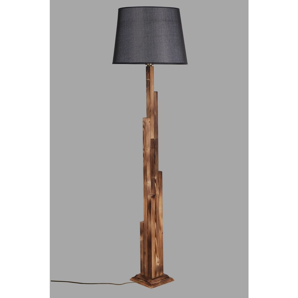 Elegantna Stajaća Lampa s Tkaninom Abažurom i Drvenim Postoljem slika 3
