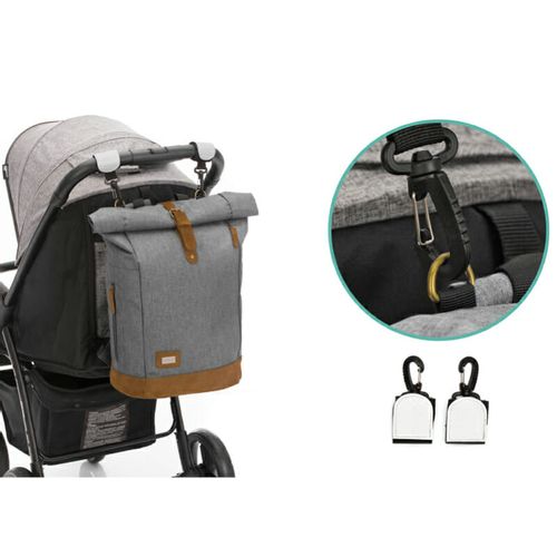 Fillikid torba/ruksak za pelene Rolltop Berlin, crna melange slika 12