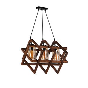 Berlin Ahşap 3 Lü Sarkıt Ceviz Walnut Chandelier