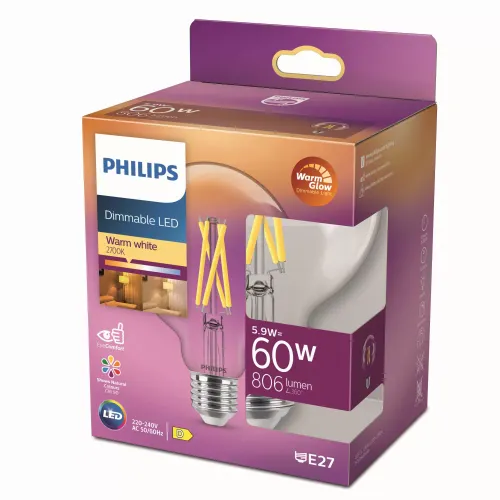 Philips led sijalica 60w g93 e27, 929003010901 DIMABILNA slika 2