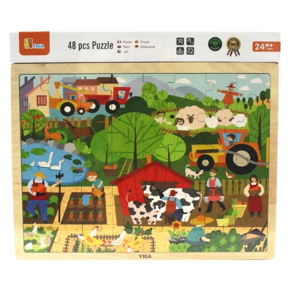 Viga Drvene puzzle farma, 48kom slika 1