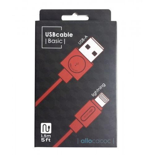 ALLOCACOC Flat USB kabl za iPhone, duž.1,5m, crveni 10451RD/LGHTBC slika 2